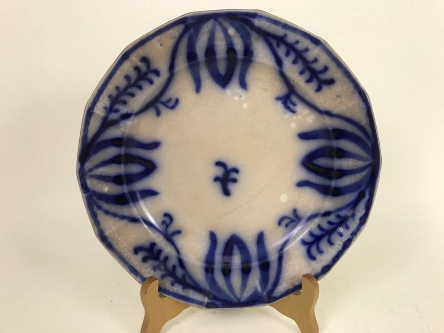 Antique Flow Blue T. Walker Ironstone Plate [Photo 4]