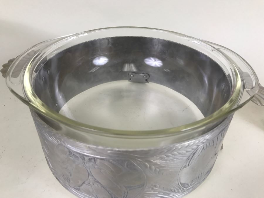 Vintage Cake Stand With Hammered Aluminum Bowl Stand And Cover With Pyrex Bowl [Photo 8]