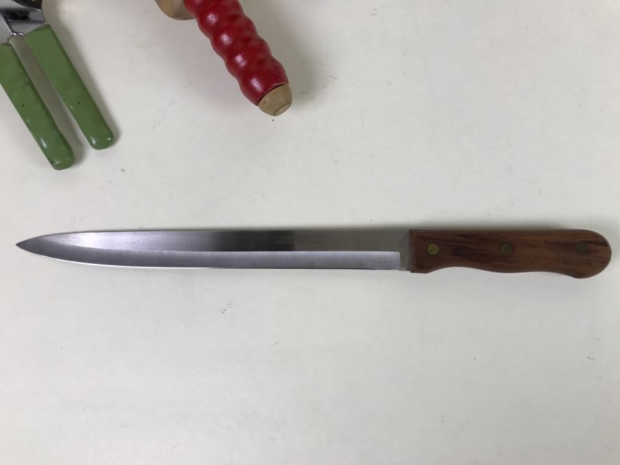 Vintage Kitchen Lot With Kingswood/Action SS Japan Knives, Wooden Rolling Pin And More [Photo 9]