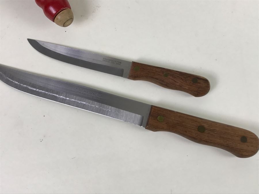 Vintage Kitchen Lot With Kingswood/Action SS Japan Knives, Wooden Rolling Pin And More [Photo 11]