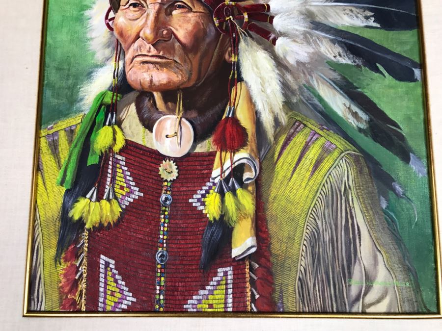 Original Oil Painting Of John Sitting Bull By David Humphreys Miller [Photo 8]