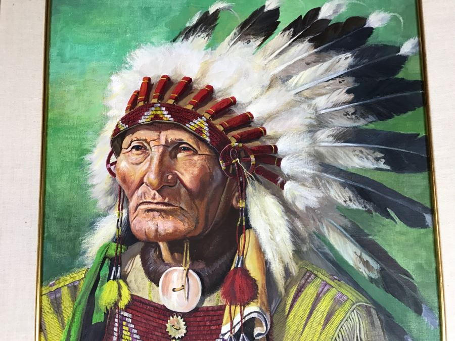 Original Oil Painting Of John Sitting Bull By David Humphreys Miller [Photo 6]