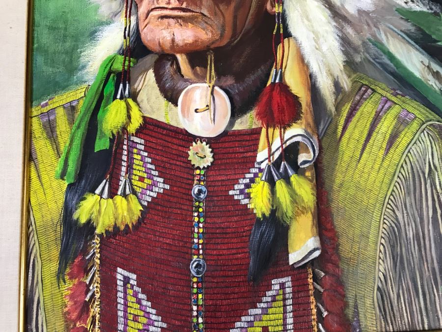 Original Oil Painting Of John Sitting Bull By David Humphreys Miller [Photo 7]