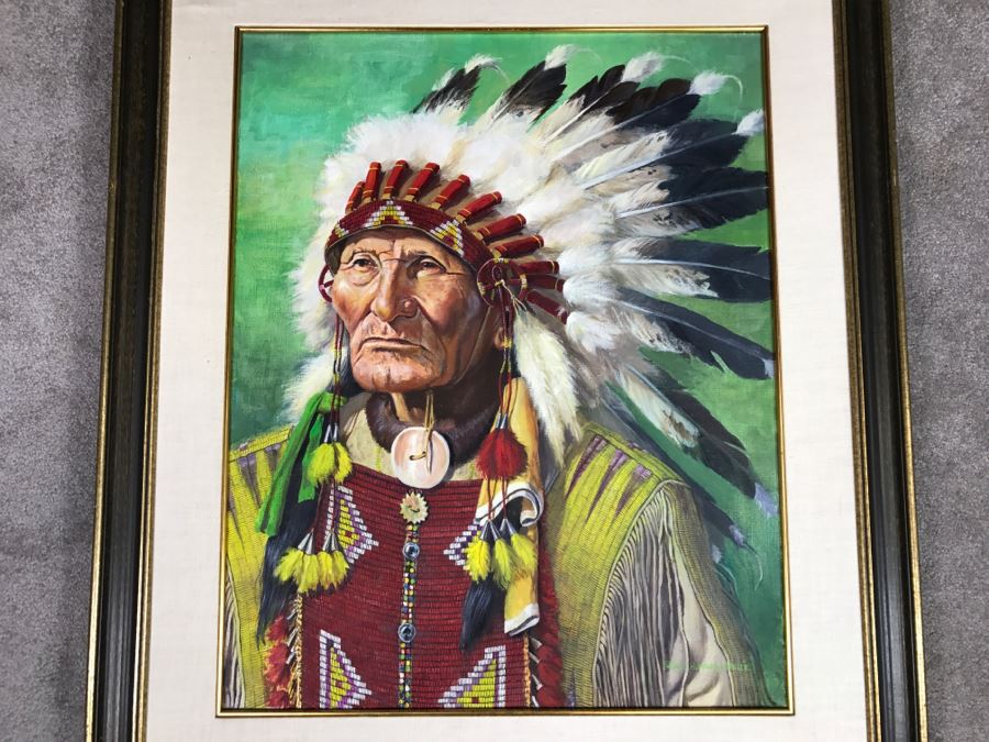 Original Oil Painting Of John Sitting Bull By David Humphreys Miller [Photo 5]