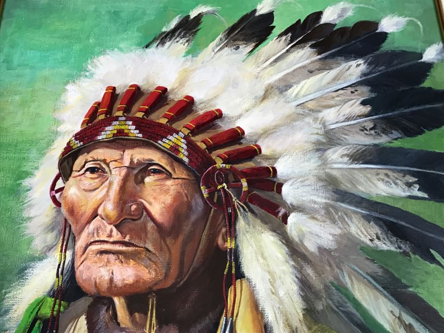 Original Oil Painting Of John Sitting Bull By David Humphreys Miller [Photo 12]