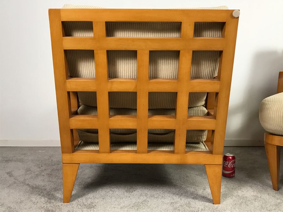 Great Pair Of Contemporary Mid-Century Modern Armchairs With Down Cushions [Photo 10]