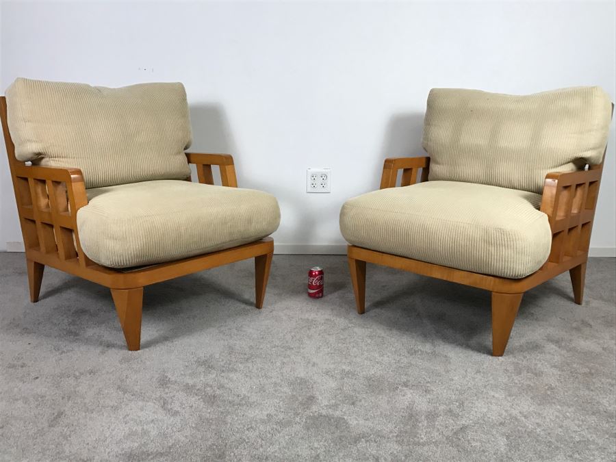 Great Pair Of Contemporary Mid-Century Modern Armchairs With Down Cushions [Photo 2]