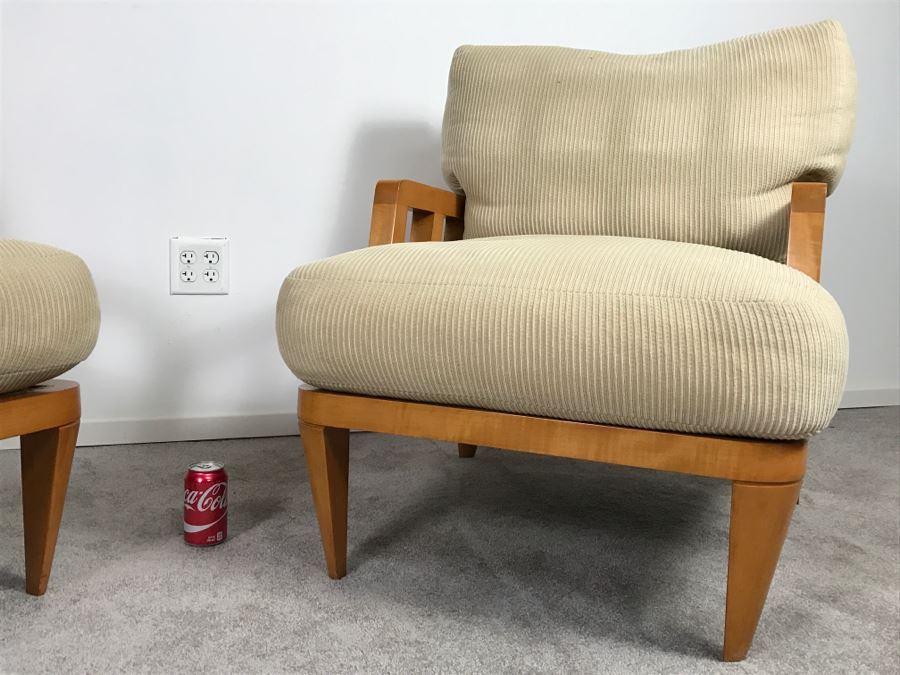 Great Pair Of Contemporary Mid-Century Modern Armchairs With Down Cushions [Photo 7]