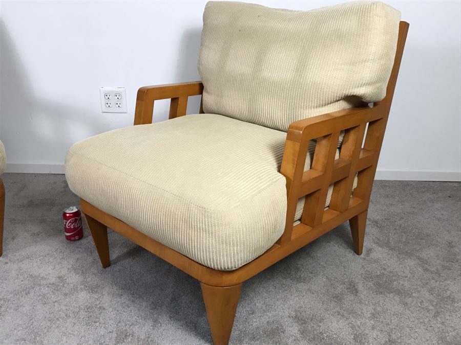 Great Pair Of Contemporary Mid-Century Modern Armchairs With Down Cushions [Photo 5]