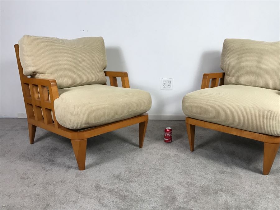 Great Pair Of Contemporary Mid-Century Modern Armchairs With Down Cushions [Photo 3]