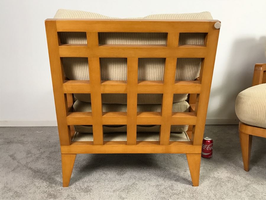 Great Pair Of Contemporary Mid-Century Modern Armchairs With Down Cushions [Photo 11]