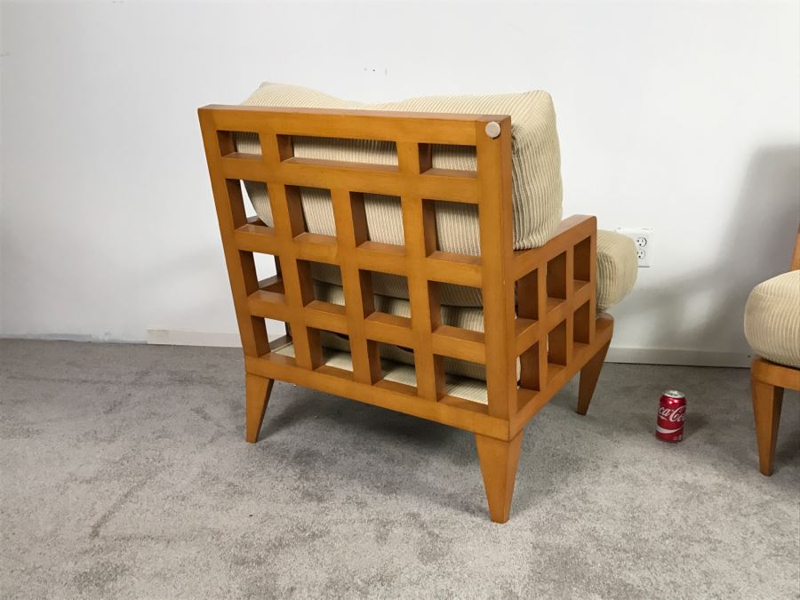 Great Pair Of Contemporary Mid-Century Modern Armchairs With Down Cushions [Photo 9]