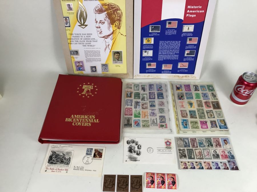 Stamp Collection JFK, Historic American Flags, Chinese Stamps, First Day Covers And More