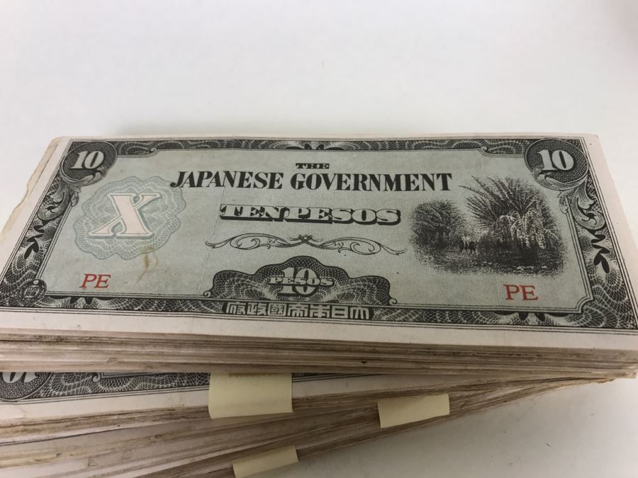 Large Stack Of Ten Pesos Paper Currency From The Japanese Government [Photo 2]