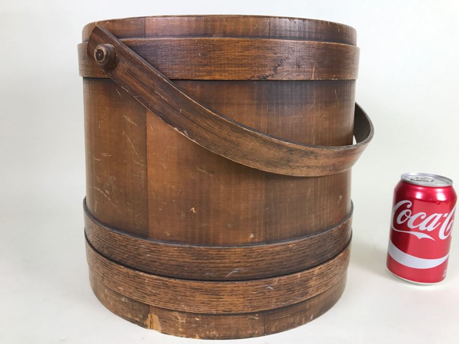 Vintage Wooden Bucket With Handle
