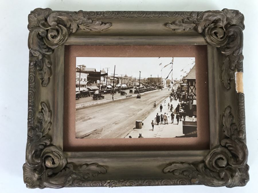 Vintage 1920s B&W Photo Of Redondo Beach, CA In Vintage Frame