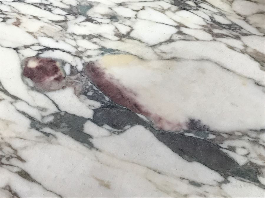 Stunning Antique Cabinet With Marble Top And Hutch - Detailed Wood Inlay And Metal Accents With Skeleton Keys [Photo 13]