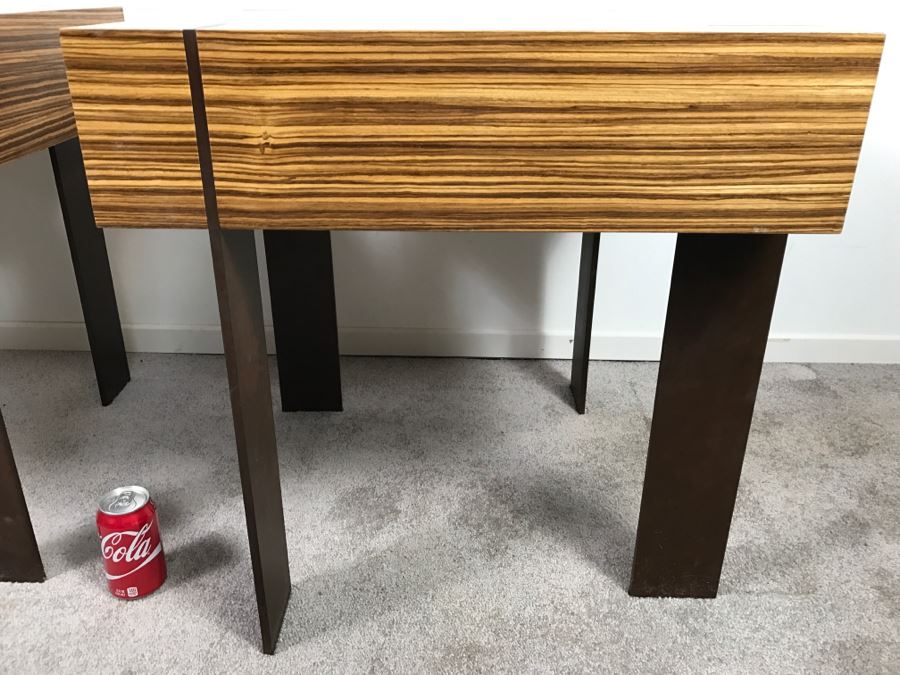 Pair Of Modernist Antoine Proulx Wood And Metal End Tables Held By Freedom High End [Photo 7]