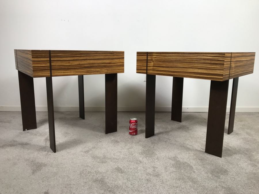 Pair Of Modernist Antoine Proulx Wood And Metal End Tables Held By Freedom High End [Photo 12]