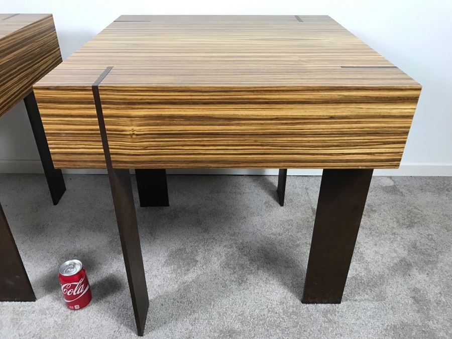 Pair Of Modernist Antoine Proulx Wood And Metal End Tables Held By Freedom High End [Photo 6]