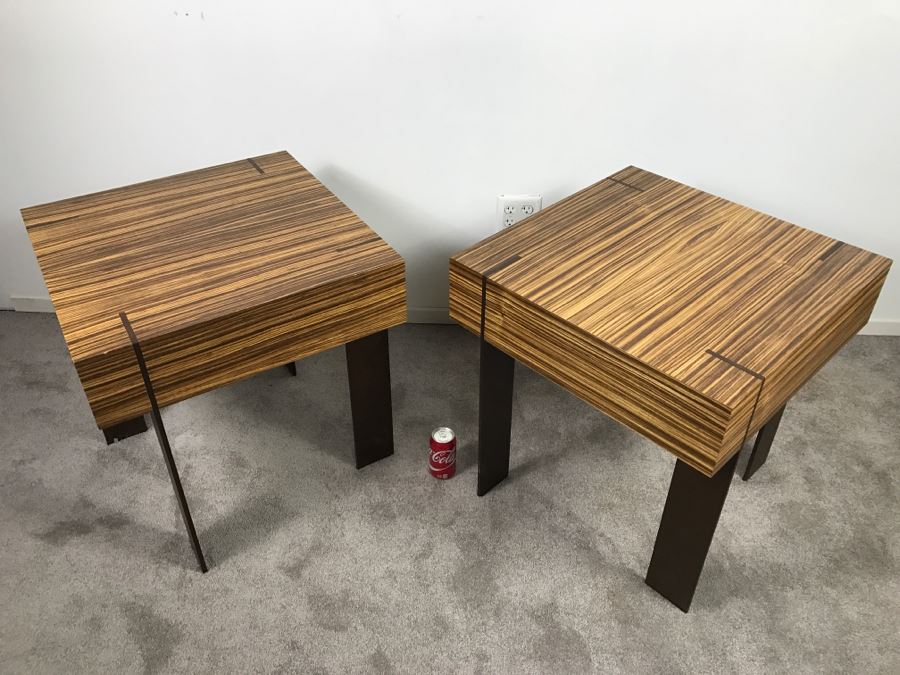 Pair Of Modernist Antoine Proulx Wood And Metal End Tables Held By Freedom High End [Photo 13]