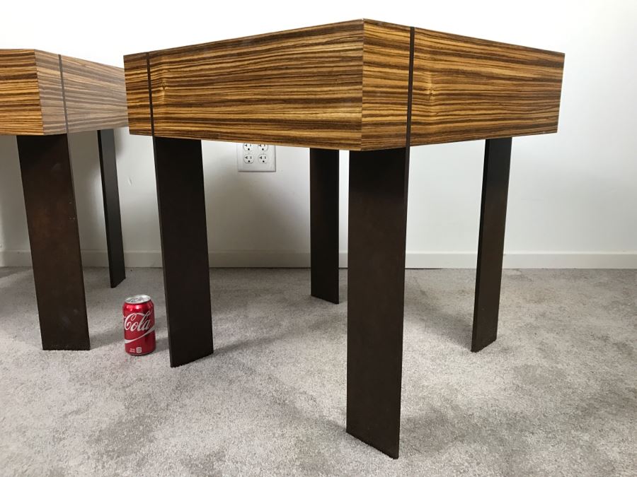 Pair Of Modernist Antoine Proulx Wood And Metal End Tables Held By Freedom High End [Photo 9]