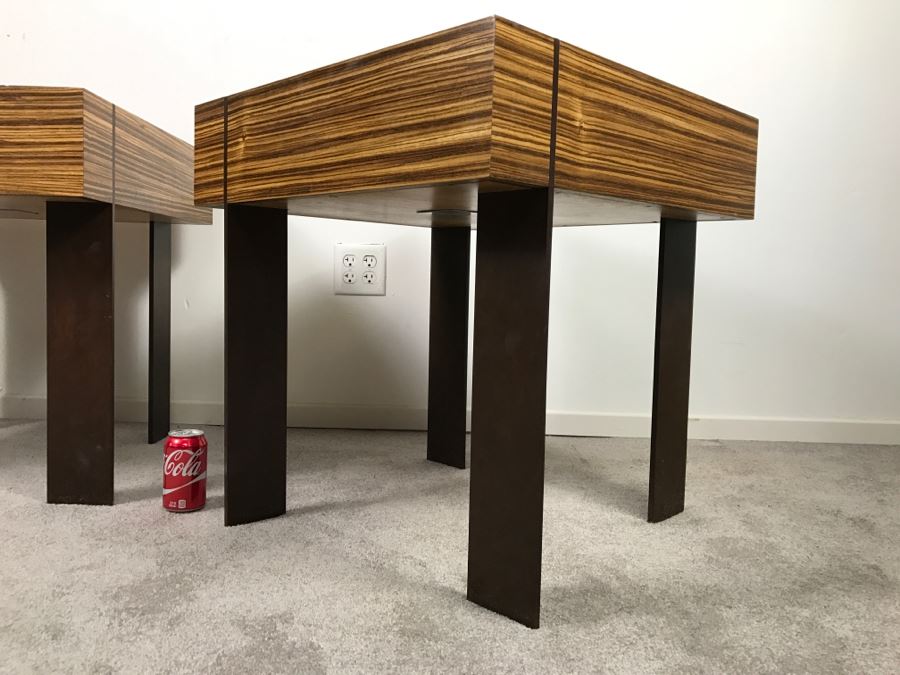 Pair Of Modernist Antoine Proulx Wood And Metal End Tables Held By Freedom High End [Photo 11]