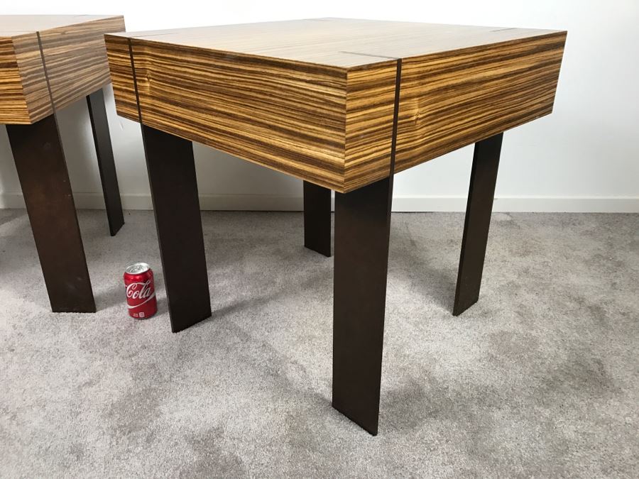 Pair Of Modernist Antoine Proulx Wood And Metal End Tables Held By Freedom High End [Photo 10]