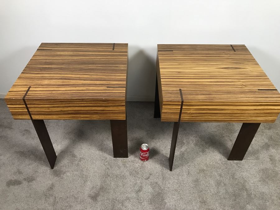Pair Of Modernist Antoine Proulx Wood And Metal End Tables Held By Freedom High End [Photo 5]