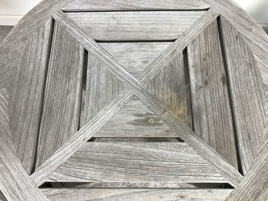 SUMMIT Furniture Pair Of Teak Outdoor Folding Armchairs With Cushions And Round Side Table [Photo 7]