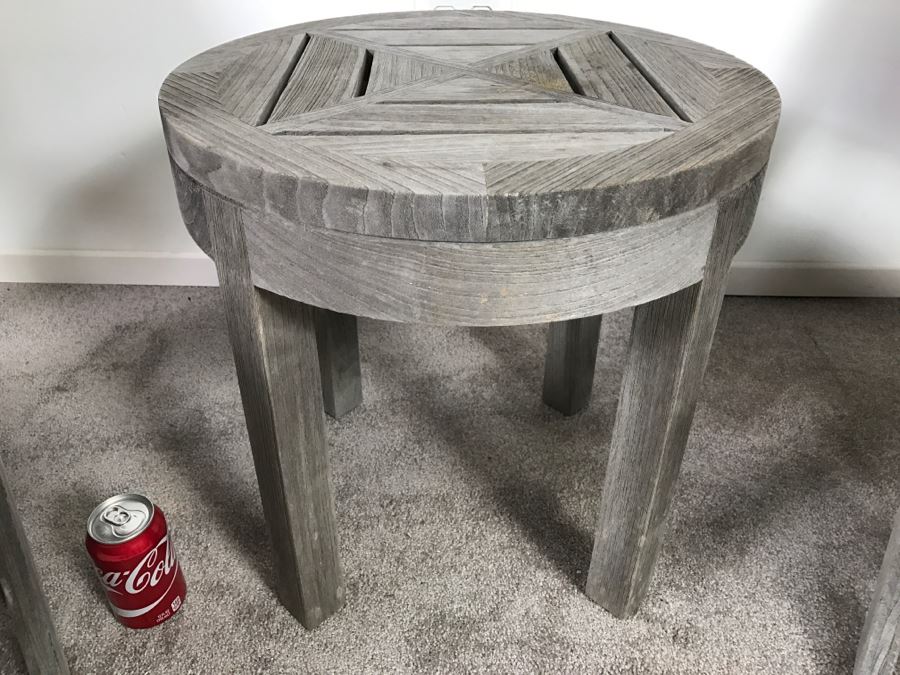 SUMMIT Furniture Pair Of Teak Outdoor Folding Armchairs With Cushions And Round Side Table [Photo 8]