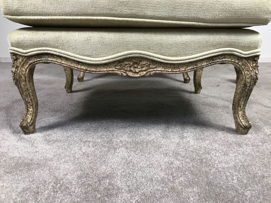 Nice Cream Colored French Provencial Armchair With Ottoman [Photo 4]