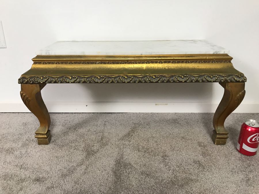 Gilt Wall Mounted Table With Marble Top [Photo 1]
