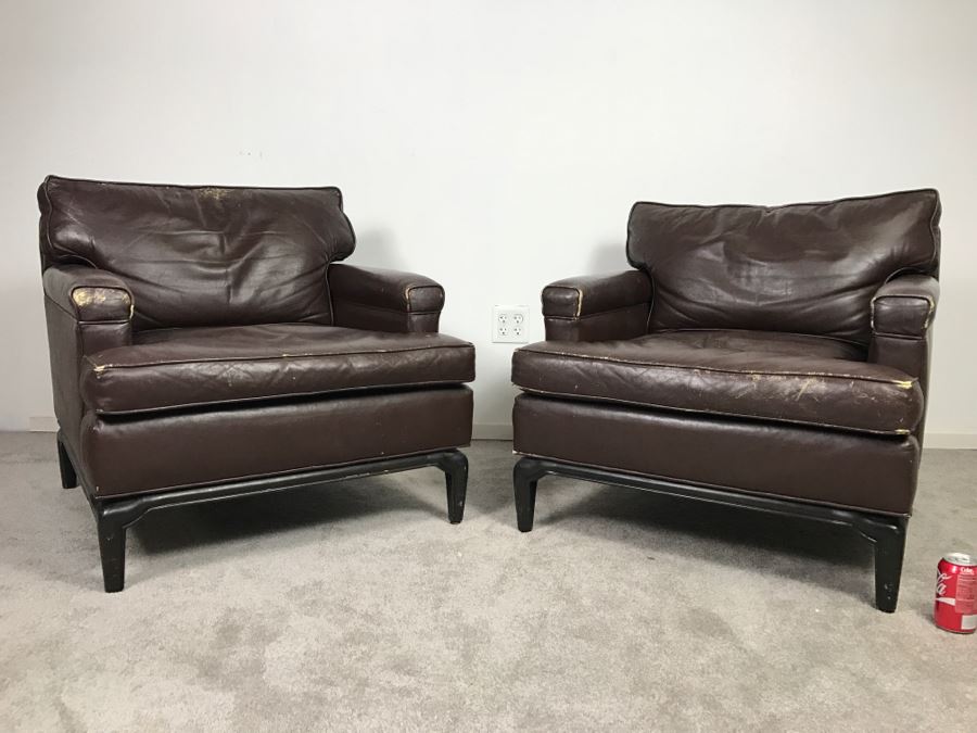 Pair Of Classy Vintage Brown Leather Armchairs By Monteverdi-Young Los Angeles, CA [Photo 1]