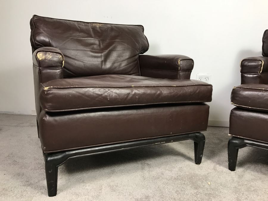 Pair Of Classy Vintage Brown Leather Armchairs By Monteverdi-Young Los Angeles, CA [Photo 8]