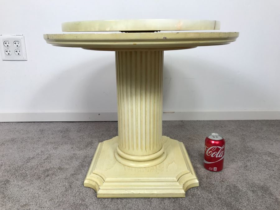 Lazy Susan Round Marble Top Pedestal Side Table [Photo 2]