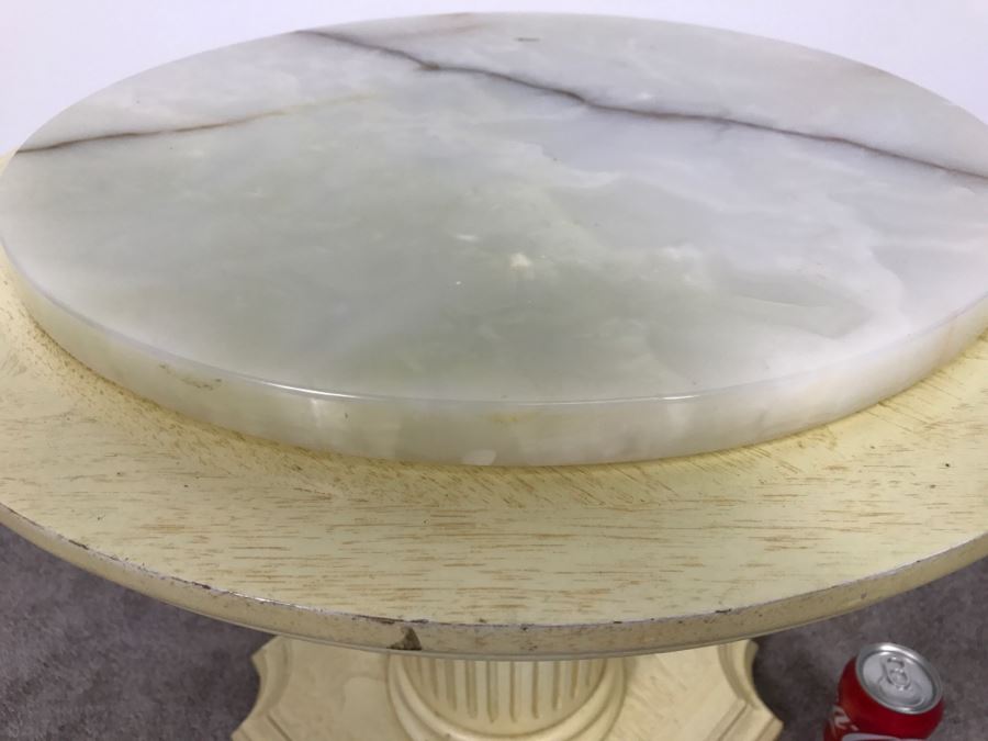 Lazy Susan Round Marble Top Pedestal Side Table [Photo 8]