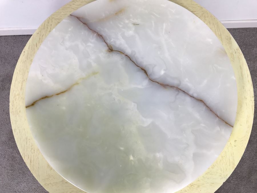 Lazy Susan Round Marble Top Pedestal Side Table [Photo 6]