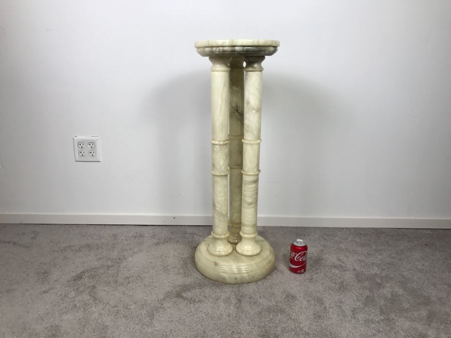 White Marble 3-Column Pedestal Table Great For Displaying Sculptures [Photo 5]