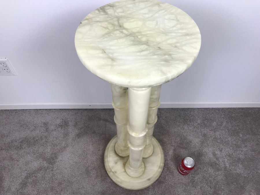 White Marble 3-Column Pedestal Table Great For Displaying Sculptures [Photo 3]