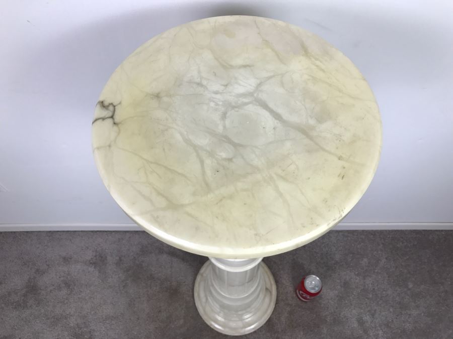 Round White Marble Pedestal Table Great For Displaying Sculptures [Photo 8]