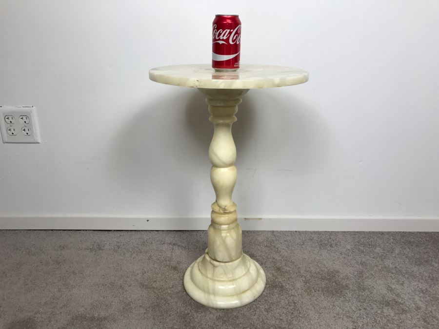 White Marble Turned Side Table