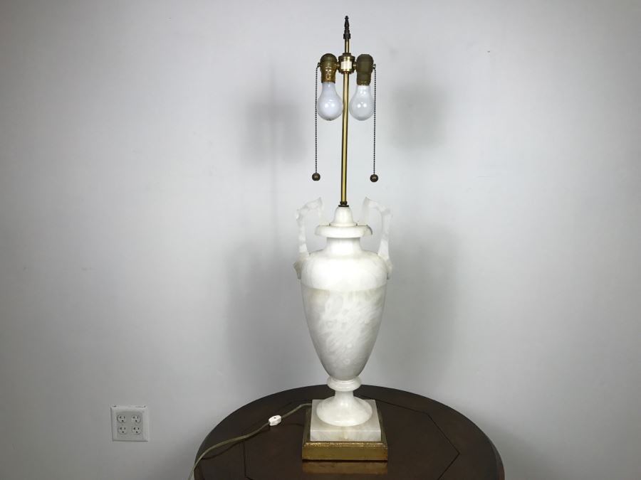 Large Stunning White Marble Table Lamp Without Shade [Photo 3]