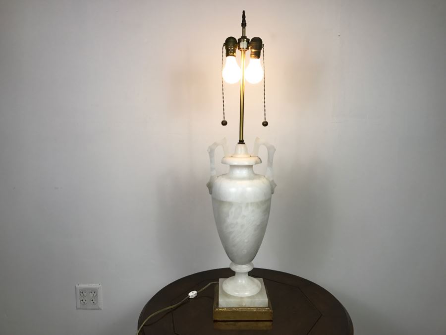 Large Stunning White Marble Table Lamp Without Shade [Photo 2]