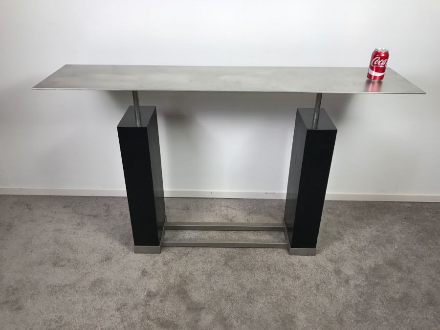 Nice Modernist Industrial Metal And Wood Console Entry Table - Very Heavy [Photo 3]
