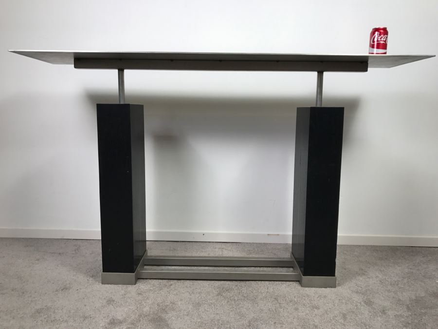 Nice Modernist Industrial Metal And Wood Console Entry Table - Very Heavy [Photo 2]