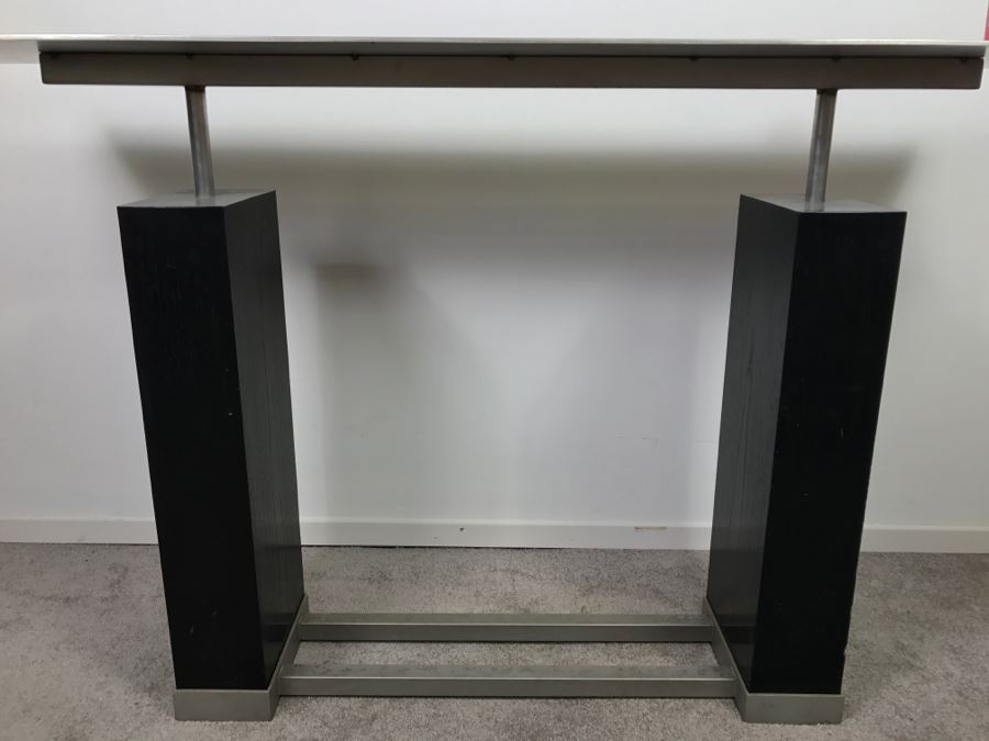 Nice Modernist Industrial Metal And Wood Console Entry Table - Very Heavy [Photo 4]