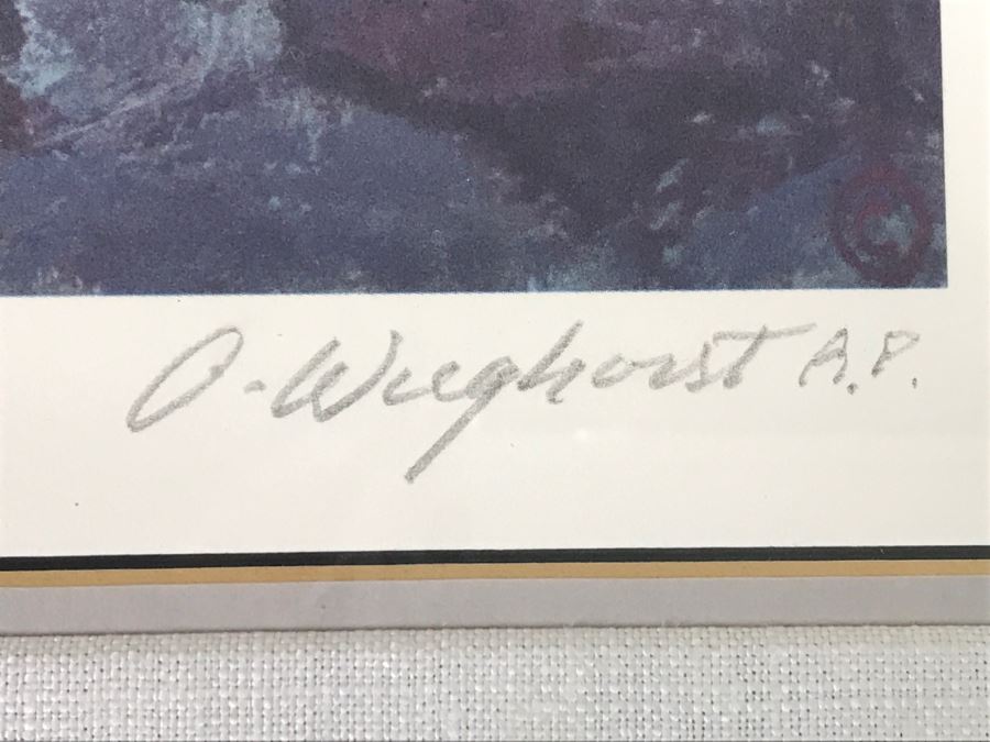 Olaf Wieghorst 'Range Ponies' A.P. Hand Signed Lower Right With Rare Hand Sketch Illustration In Lower Left Of Cowboy With Horse Nicely Matted And Framed [Photo 3]