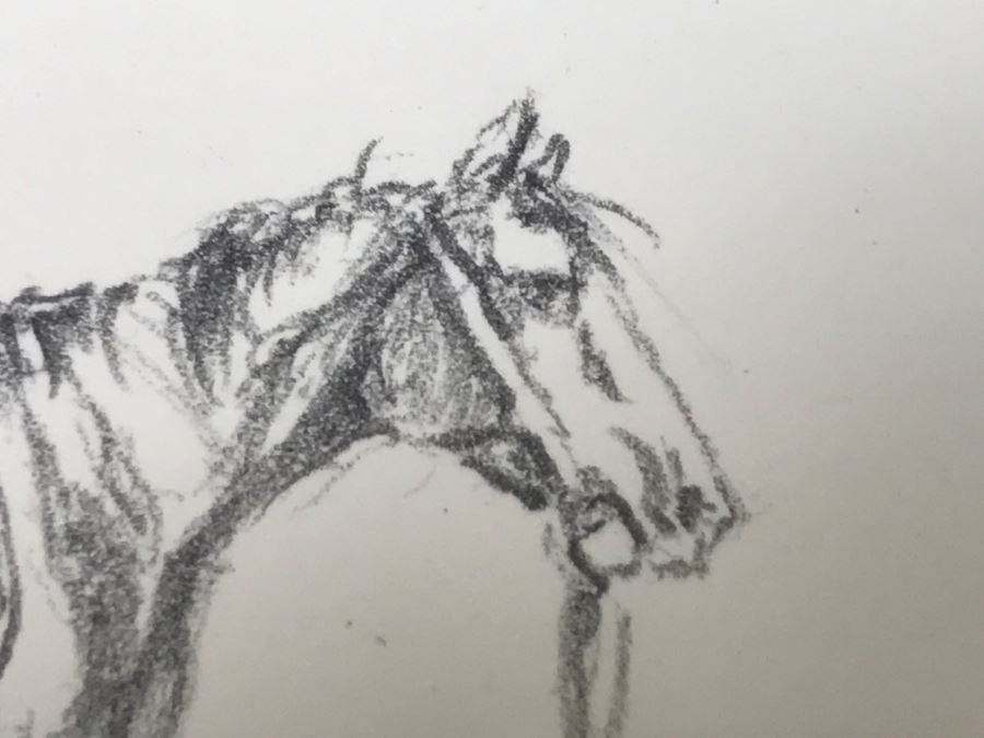 Olaf Wieghorst 'Range Ponies' A.P. Hand Signed Lower Right With Rare Hand Sketch Illustration In Lower Left Of Cowboy With Horse Nicely Matted And Framed [Photo 17]