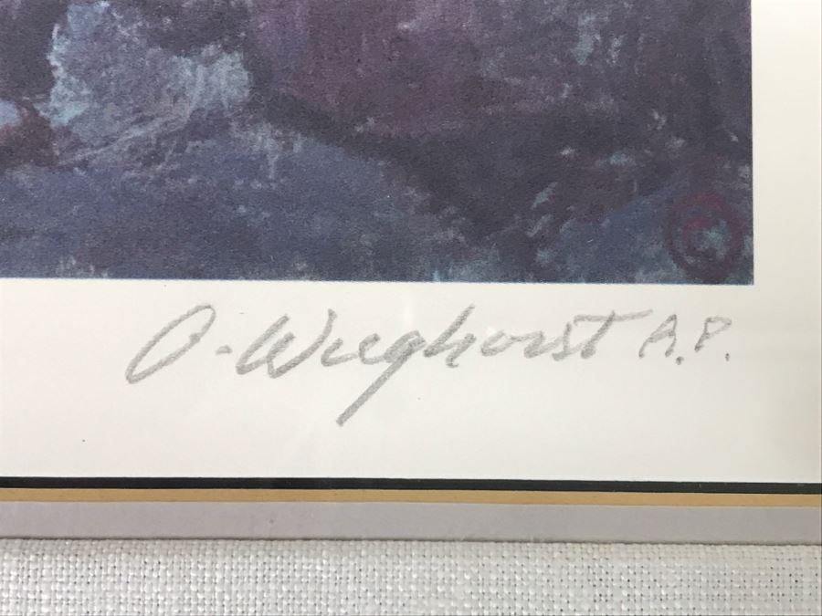 Olaf Wieghorst 'Range Ponies' A.P. Hand Signed Lower Right With Rare Hand Sketch Illustration In Lower Left Of Cowboy With Horse Nicely Matted And Framed [Photo 9]